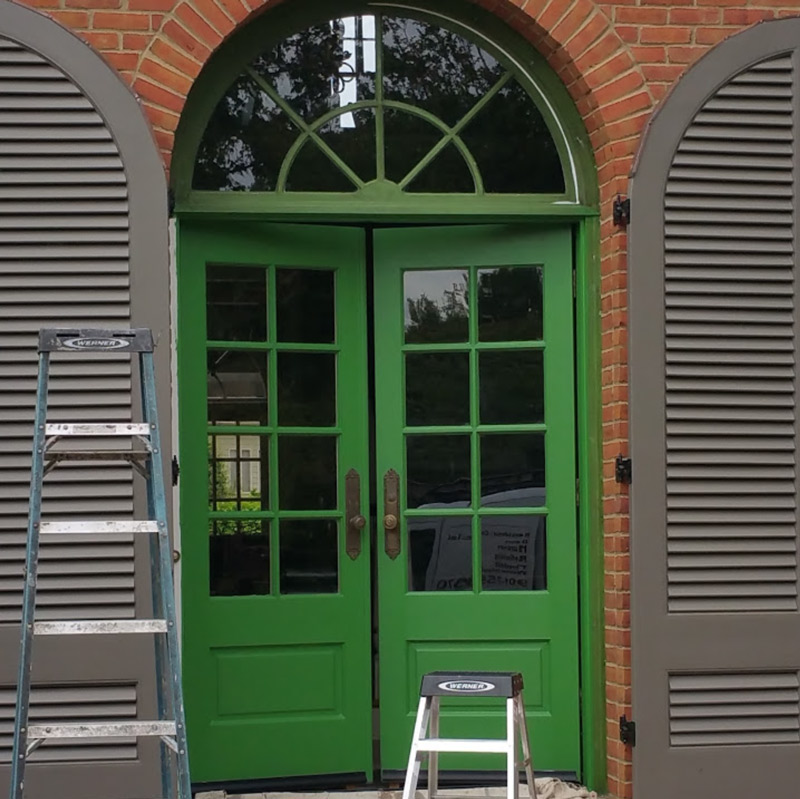 Green, Door, Wood, Glass, Entry, Shutters